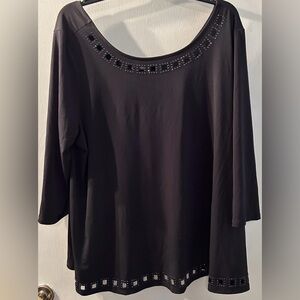 The Limited Black Embellished Scoop Neck Tunic Size 2X